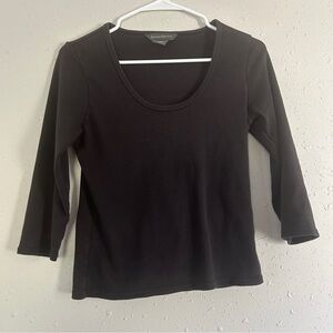 Banana Republic Brown Scoop Neck 3/4 Sleeve Blouse Casual Office Neutral